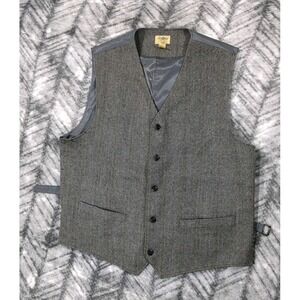 Tre Vero Suit Vest Mens Large Gray 100% Wool Classic Waistcoat Business Casual